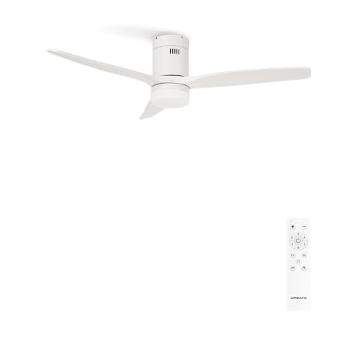 CREATE / WINDCALM S/Ventilatore da soffitto con luce bianco telecomando / 40W, Silenzioso, ABS, Ø112 cm, 6 velocità, 3 temperature di luce, timer, funzione estate-inverno
