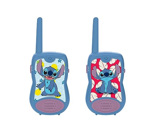 Lexibook, Disney Stitch, Talkie-Walkies 200m, Gioco di Comunicazione per Bambini, 2 canali di Comunicazione, Clip Cintura, Blu/Viola, TW12D