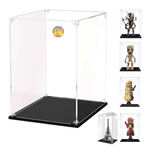 AAABOX 20x20x35cm Trasparente Teca,3mm Spessore Acrilico Vetrina Espositiva per Lego Guanto Infinito 76191 76223|Groot 76217 76249|Torre Eiffel 21019,Scatola Antipolvere per Figure