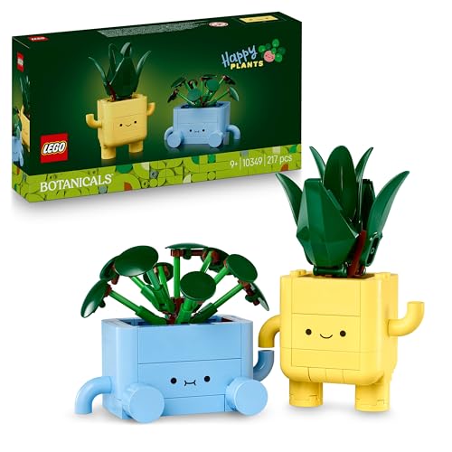 LEGO Botanicals Piantine Felici Giocattolo - Kit di Arti e Mestieri per Bambine con 2 Piante Artificiali, 2 Vasi di Fiori e Facce Intercambiabili - Regali per Ragazze da 9 Anni Fan della Natura, 10349