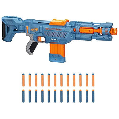 Nerf Elite 2.0 Echo CS-10 Blaster – 24 Official Nerf Darts, 10-Dart Clip, Removable Stock and Barrel Extension, 4 Tactical Rails, Multicolor, 6.67 x 68.58 x 31.75 cm