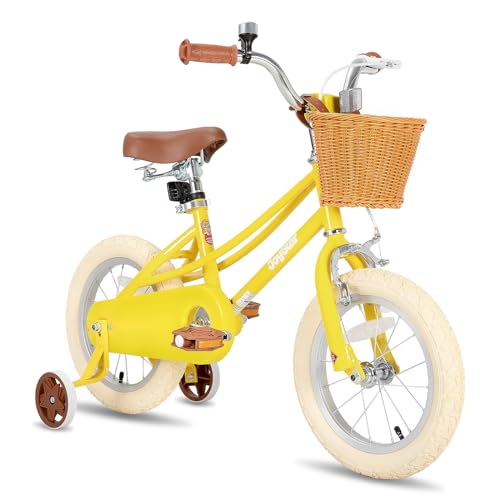 JOYSTAR 16 pollici bicicletta per bambini con ruota di allenamento e cestini, bicicletta per bambini per 4-7 anni ragazze,Giallo