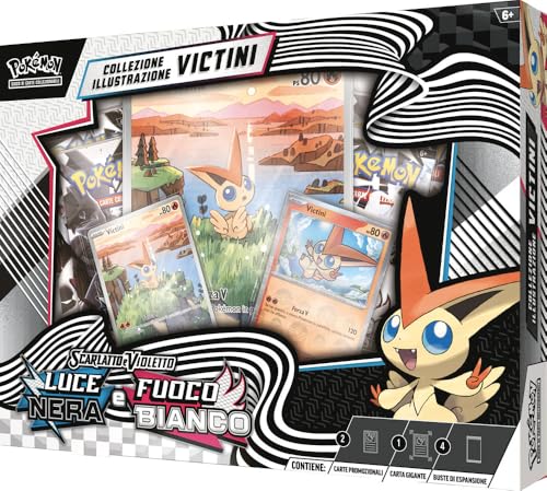 Pokémon: collezione illustrazione Victini - Unima del GCC Pokémon (una carta olografica a figura intera, quattro buste di espansione e una carta olografica gigante in stile rara illustrazione)