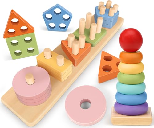Subtail Giochi Bambini 1 Anno - Giochi Montessori 1 2 3 Anni - Gioco Legno Puzzle Bambini 1 2 Anni - Torre Montessoriana Giocattoli Bambino 1 Anno - Giochi Educativi Regalo Bambino 1 2 3 Anni
