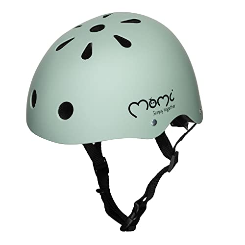 MoMi MIMI Casco regolabile, circonferenza 48-55 cm, casco da bicicletta resistente, 11 prese d'aria, imbottitura in schiuma, cinturino regolabile