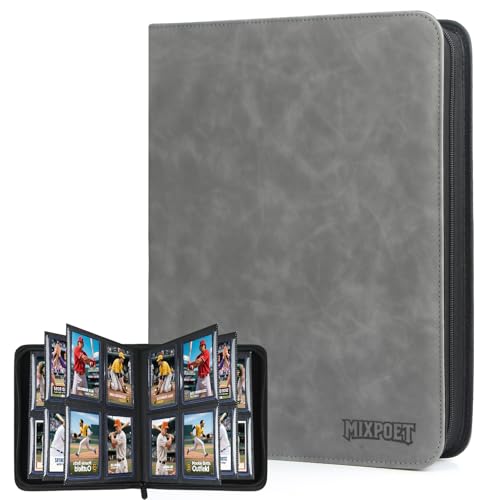 MIXPOET Raccoglitore Top Loader Carte, Album Card Binder 4 Tasche per 112 Top Loaders, Raccoglitori Carte Collezionabili - YGO/PTCG/MTG/TCG Sports Cards, Libro Porta, Non per carte SENZA un Top Loader