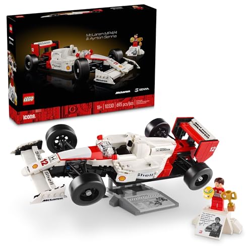 LEGO Icons McLaren MP4/4 & Ayrton Senna - Kit modellino auto di F1 McLaren costruibile, per adulti, dai 18 anni in su, regalo per compleanni, 10330