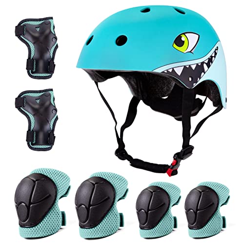Set di Protezione Casco Bici Ginocchiere e Gomitiere per Bambini 2 3 4 5 Anni, Casco Skateboard Protezione Pattini per Bambino Bambina