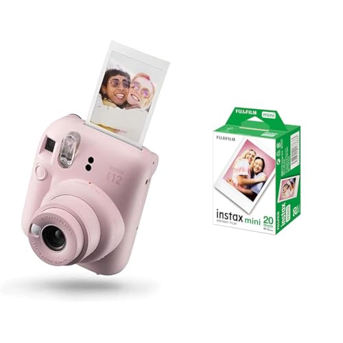 Fujifilm instax mini 12 Blossom Pink - Macchina Fotografica Istantanea + Confezione da 20 Pellicole Istantanee instax mini, Dimensioni Stampa 86 mm x 54 mm