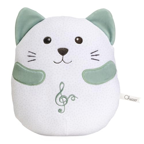 Chicco Gattino Peluche, Morbido Peluche Interattivo per Bambini, con Effetto Rilassante e Vibrazione, Forma a Cuscino, con Musica Classica, Giochi Neonato, Idea Regalo Neonato, Lavabile, 0 Mesi +