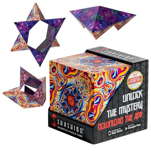 Shashibo Cubo Antistress - Gioco Bambini Pluripremiato e Brevettato con 36 Magneti in Terre Rare - Antistress Cubo 3D - Oltre 70 Forme Diverse (Spaced out)