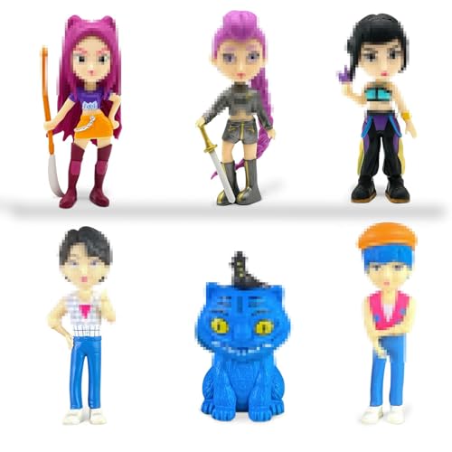 JIASHA 6 Pezzi K-p0p Dem-0n Hun-ters Bambole, Figure Huntrix K-p0p, PVC Mini Cartoon Figure, Modello da Collezione Statua, Decorazioni Carine per Ufficio e Casa, Regalo per Bambini e Adulti