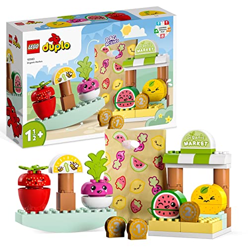 LEGO DUPLO My First Mercato Biologico, Set Creativo con Cibo Giocattolo per Bambini e Bambine da 18 mesi a 3 anni, Giochi Educativi Impilabili per Imparare i Numeri 10983