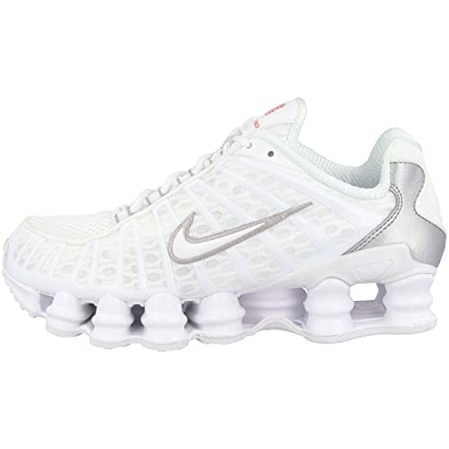 Nike Shox TL, Sneaker Donna, Multicolore (White/White/Metallic Silver/Max Orange 000), 43 EU