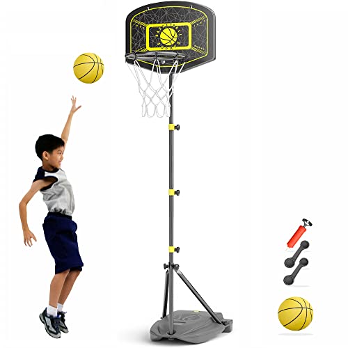 Canestro da Basket per Bambini Set da Basket Portatile Regolabile da 110-190 CM Giocattoli da Esterno e da Interno per Bambini