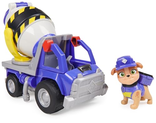Rubble & Crew, Veicolo da lavoro di Mix, Betoniera giocattolo con personaggio da collezione, giocattoli per bambini dai 3 anni in su