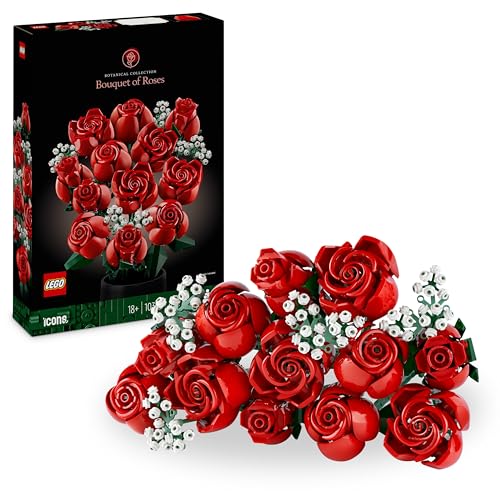 LEGO Botanicals Bouquet di Rose - Set di Fiori Finti con 12 Rose da Costruire, Hobby Creativi per Adulti, Decorazione per Casa, Idea Regalo per Donna o Uomo dalla Collezione Botanica 10328
