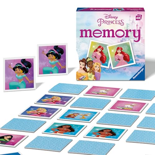 Ravensburger - Memory Mini Principesse Disney | Regalo Bimba 4 Anni Femmina | Gioco Bimba 4 Anni o Più | Memory Gioco per Bambini | Giochi Bambina 48 Tessere