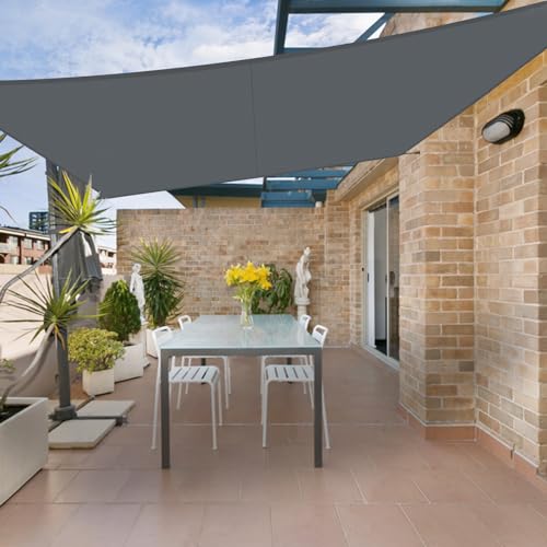 HENG FENG Tenda a Vela Impermeabile Rettangolare 3.5x4.5m Vela Ombreggiante Parasole Protezione Raggi UV per Esterno Giardino terrazza Colore Antracite