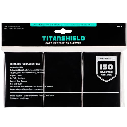 TitanShield Premium 150 maniche di dimensioni standard per giochi da tavolo Trading Card Sleeves Deck Protector per Magic The Gathering MTG, collezione baseball, Lorcana (nero)