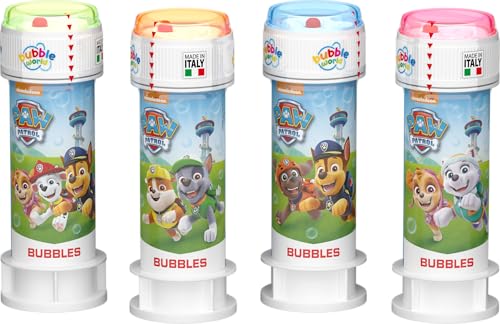 Bubble World - Bolle di sapone PAW PATROL per bambini - Party Pack confezione 12 pz da 60 ml - Gadget compleanno a tema Cagnolini - Made in Italy