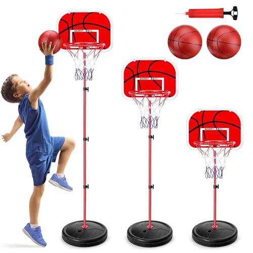 Zeawavsl Canestro da Basket per Bambini, Mini Canestro da Basket, Canestro da Basket Regolabile in Altezza per Uso Interno ed Esterno, Facile da Montare, Adatto a Bambini dai 3 agli 8 Anni