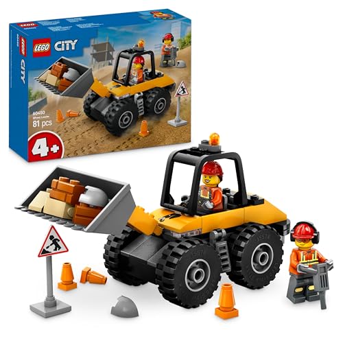 LEGO City Pala Gommata Gialla - Escavatore Giocattolo da Costruire, Veicolo da Cantiere con 2 Minifigure, Giochi Educativi per Bambini e Bambine da 4 Anni, Idee Regalo Prescolari Montessori - 60450
