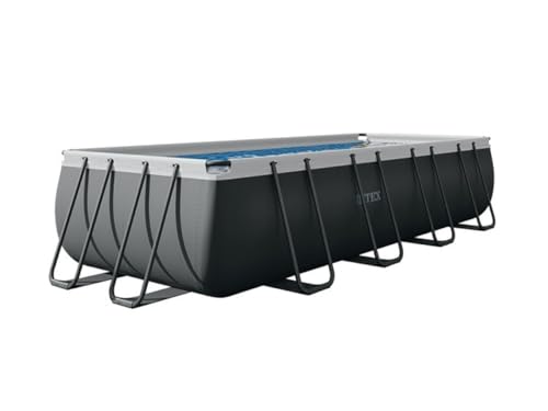 Intex 26356GN – Piscina Fuori Terra XTR Frame Rettangolare, Pompa Filtro 5700 L/h, Scaletta, Telo Base e Copertura, 17203 L, Acciaio e PVC, Grigio, 549x274x132 cm