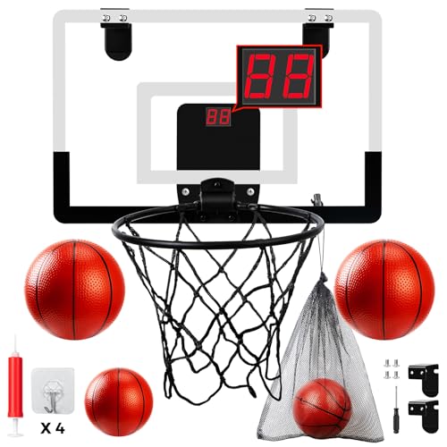 wulwun Set Completo Mini Canestro da Basket per Bambini | Montaggio Versatile Parete e Porta | Divertimento Interno ed Esterno | Protezione Potenziata Tutte Le età