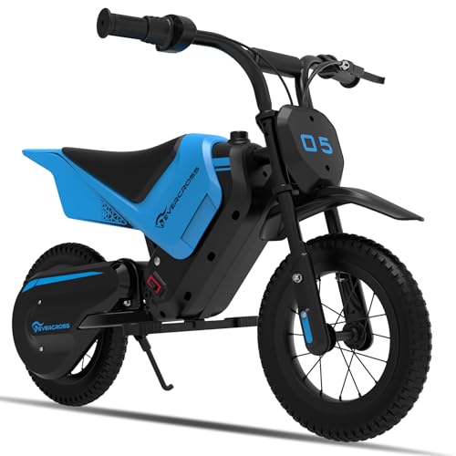 EVERCROSS EV05M Motocicletta Elettrica per Bambini, E-Moto da 150 W, Modalità Velocità 8/16 km/h e Motocicletta Elettrica a Lungo Raggio da 10 km, Moto Cross da 12'' per Bambini da 3 a 12 Anni