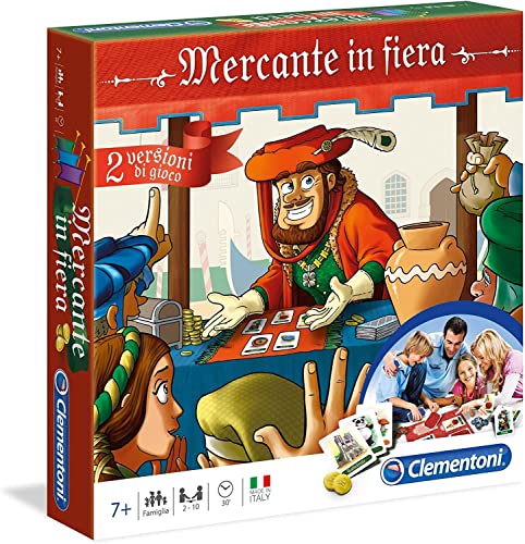 Clementoni - Mercante in Fiera, Giochi da Tavolo per Bambini 7+ Anni e Tutta la Famiglia, 2-10 Giocatori, 2 Versioni di Gioco, Made in Italy, Lingua Italiana, 16068