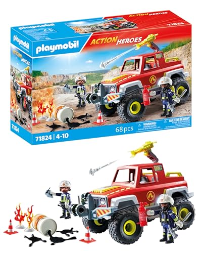 PLAYMOBIL | Action Heroes | Pick-up dei pompieri | Auto dei pompieri | Auto giocattolo | Giocattoli per bambini dai 4 anni in su | 71824