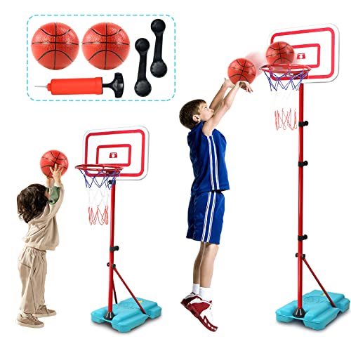 TONZE Canestro Basket Esterno Interno Bambini3 4 5 6 7 Anni - (88cm/138cm/190cm) Altezza Regolabile da Camera Giochi da Giardino per Bambini3 4 5 6 7 Anni