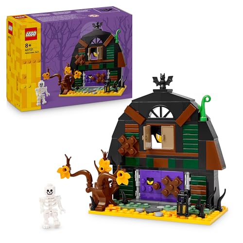 LEGO Granaio di Halloween - Giocattolo da Esposizione con una Minifigure di Scheletro e Accessori Spaventosi tra cui un Pipistrello e Lampade - Regalo Creativo per Bambini e Bambine da 8 Anni - 40721