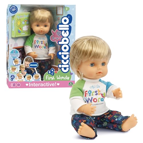 Cicciobello - First Word Bambola Interattiva 30 Cm, Ripete Le Parole Del Bambino In 5 Modi, Con Ciuccio E Libro Illustrato, Per Bambini A Partire Dai 2 Anni