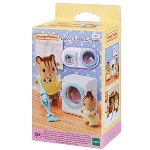Sylvanian Families - Set Lavanderia e Aspirapolvere – Accessori Realistici per la Famiglia Coniglio Cioccolato – Modello 5445