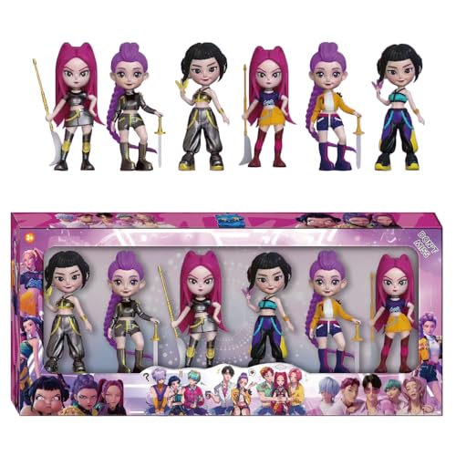 Generico Set di Figure Huntrix Kpop 6 Pezzi – Anime Figure Rumi, Mira, Zoey & Saja Boys in PVC, Mini Figure da Collezione Anime, Decorazioni Carine per Ufficio e Casa, Regalo per Bambini e Adulti (A)