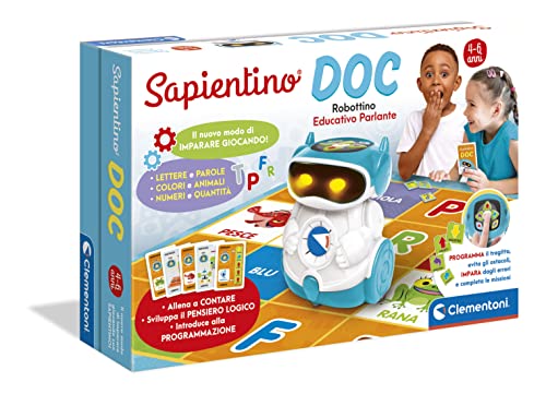 Clementoni Sapientino - Doc Robot - Coding e Programmazione, Robottino Educativo e Interattivo (in Italiano) per Bambini 5 Anni - 17698