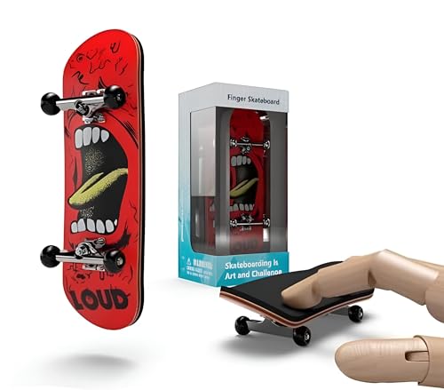 BIGH Fingerboard Professionale in Legno di Acero Naturale - Skateboard per Dita - Finger Skate Piccolo - Colore: Loud