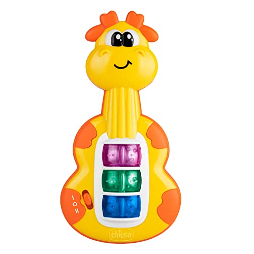 Chicco Chitarra Giraffa, Baby Senses, Bilingue, Primo gioco parlante musicale, Facile da Afferrare, Con 3 Tasti per imparare la prime Note Musicali, Lettere e Parole in Italiano e Inglese, 6-36 mesi
