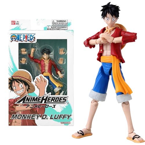 Bandai - Anime Heroes - One Piece - Figura Anime Heroes da 17 cm - Rufy - Monkey D. Luffy - Licenza ufficiale One Piece - Figura articolata di Rufy - Giocattolo per bambini dai 4 anni in su - 37008