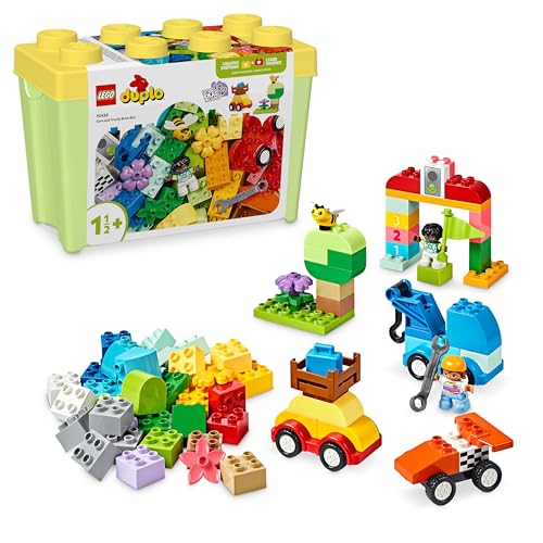 LEGO DUPLO Classic Scatola Mattoncini – Auto e Camion - Gioco Didattico per Bambini e Bambine da 1+ anni - Giocattolo Educativo con Mattoncini 1-2-3, 2 Figure e 3 Basi per Ruote - Idea regalo - 10439