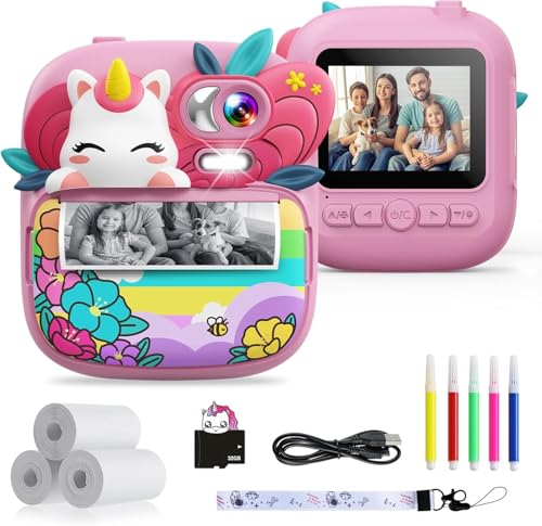TIATUA Macchina Fotografica Bambini Istantanea, 2.4 Pollici 1080P HD Fotocamera Bambini con 32GB Scheda & Carta da Stampa, Regali per bambini dai 3 ai 12 anni