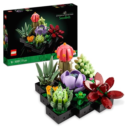 LEGO Botanicals Piante Grasse Artificiali - Set Collezione Botanica con 9 Piccole Piante, Decorazione di Casa da Aggiungere al Kit Bouquet di Fiori, Idea Regalo Adulti, Uomo o Donna - 10309