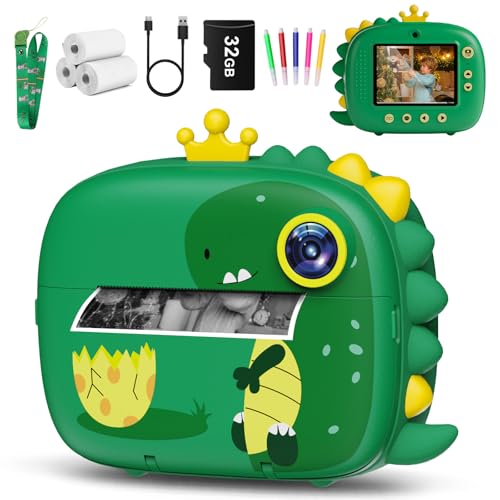 Hangrui Macchina Fotografica Bambini Istantanea,2.4 Pollici Fotocamera Istantanea Bambini con 32G,12MP/1080P HD Videocamera Fotocamera Digitali per Bambino, Regalo per Ragazze Ragazzi dai 3-12 Anni
