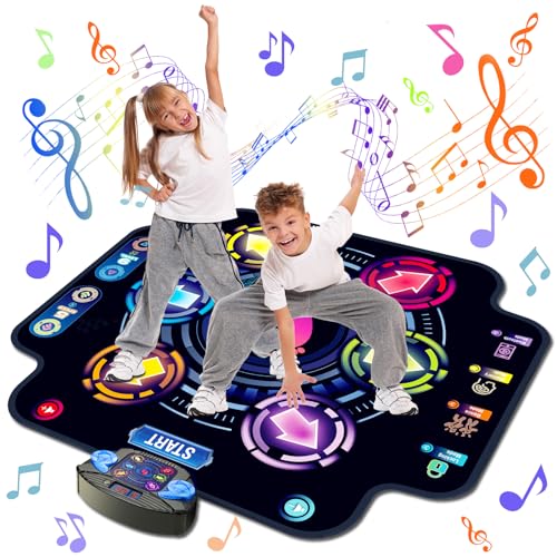 KIZJORYA Tappetino da Ballo Giocattolo per Bambini, Tappetino da Ballo elettronico Illuminato con Bluetooth Wireless 5 velocità 9 Livelli, Gioco Musicale per Ragazze Ragazzi 3 4 5 6 7 8 9 10+ Anni