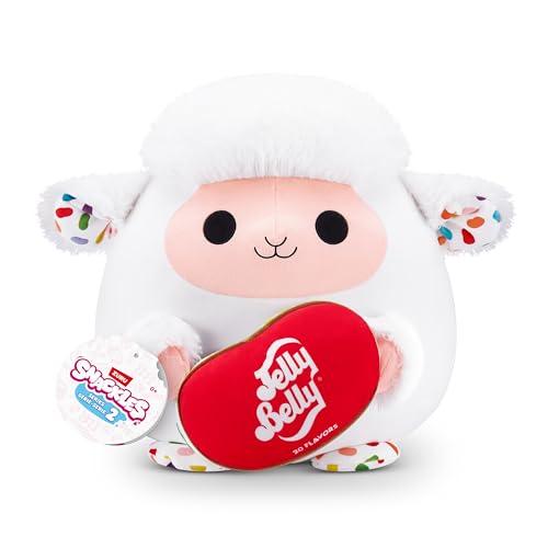 Snackle Serie 2 Snackle da 20 cm di ZURU, peluche batuffoloso, coccoloso e schiacciabile da 20 cm con accessorio snack, Lamb (Jelly Belly)