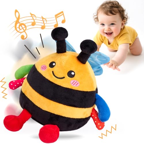 hahaland Giochi Neonato 6 mesi Interattivo - Ape Peluche Musicale 1 anno Giocattolo Gattonare per Tummy Time 3 6 9 12 mesi, Regalo Bambino 1 2 anni Compleanno