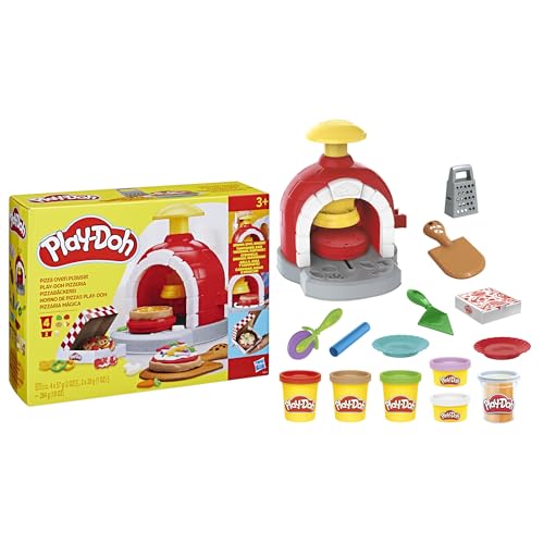 Play-Doh Kitchen Creations - La Pizzeria, Set di Plastilina Creativa per la Pizza con 6 Vasetti di Pasta modellabile e 8 Accessori, per Bambini e Bambine dai 3 Anni in su