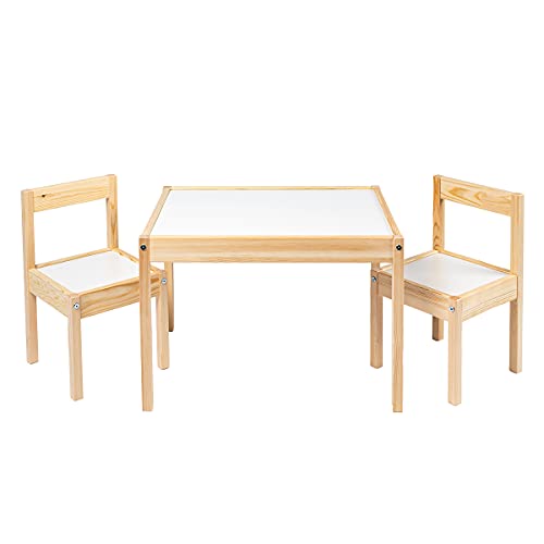 Ikea LATT - Tavolo per bambini con 2 sedie, colore: bianco, pino, beige